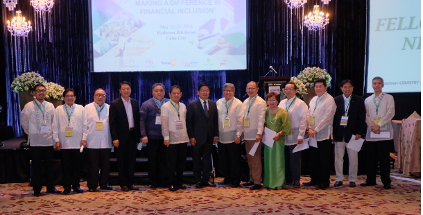 The 2016-2017 RBAP Board of Directors with BSP Gov. Amando M. Tetangco, Jr. and RBRDFI Chairman Enrique P. Abellana.