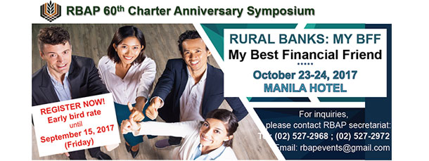ANNOUNCEMENT: RBAP 60th Charter Anniversary Symposium, Oct. 23-24, 2017 Manila Hotel